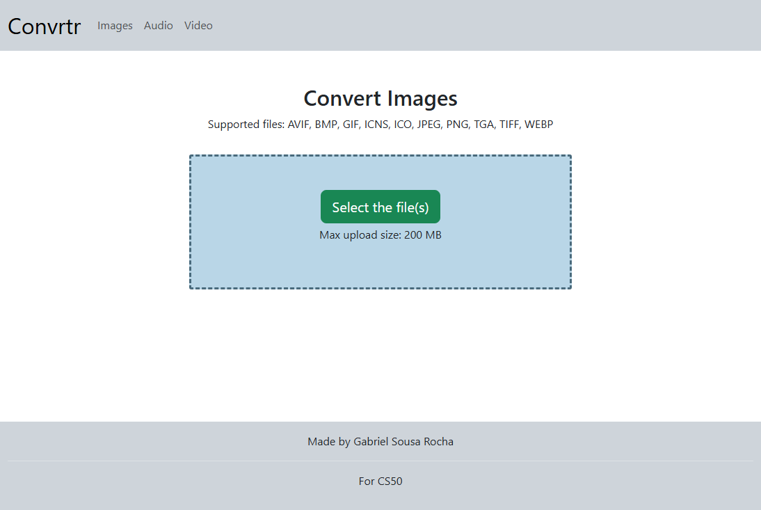 Tela do projeto Convrtr