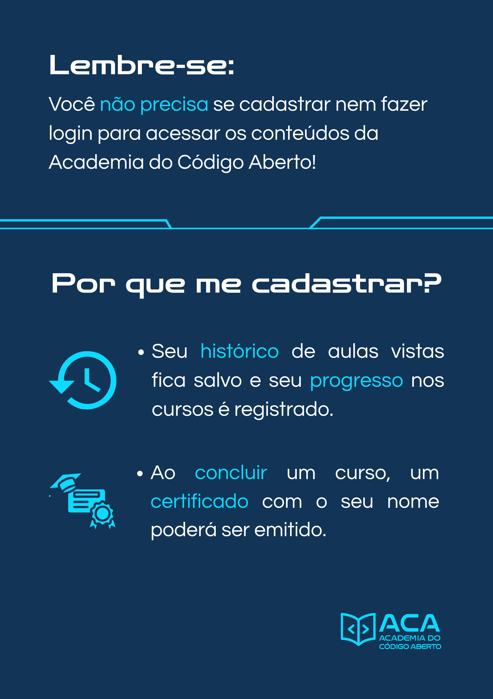 Banner de informações sobre o cadastro